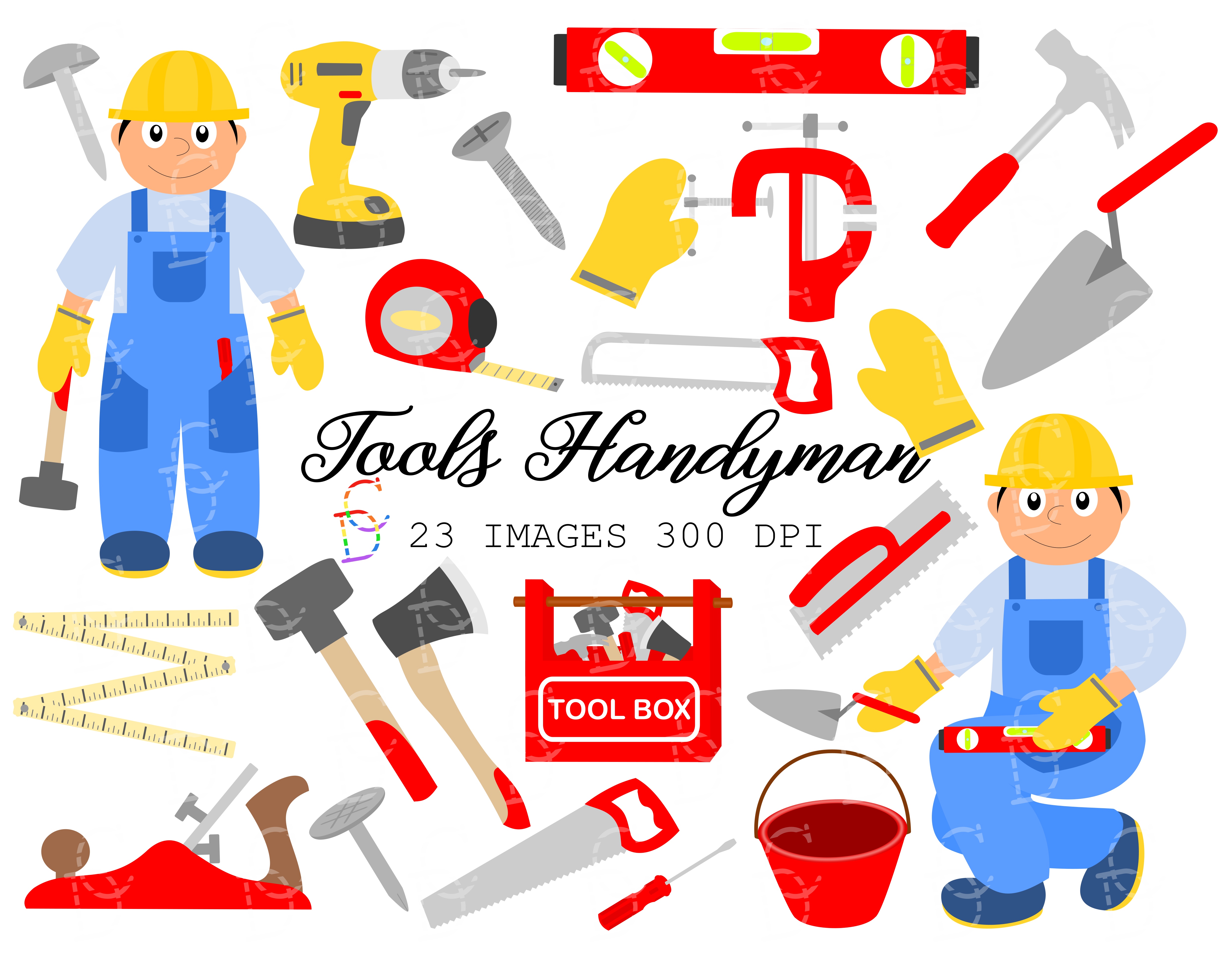 23 Tools handyman Toolbox Clipart